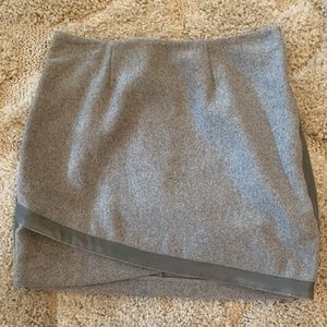 Topshop Gray Flannel Mini Skirt with Faux Leather Trim